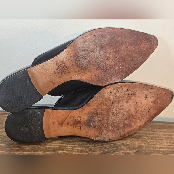 SCHUTZ Gayle Leather Studded Black Mules Made In Brazil Women's Size 7.5M - Picture 9 of 10